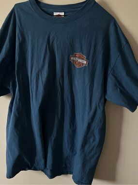 Harley-Davidson Navy Blue Hill City Train & Motorcycle Graphic Tee